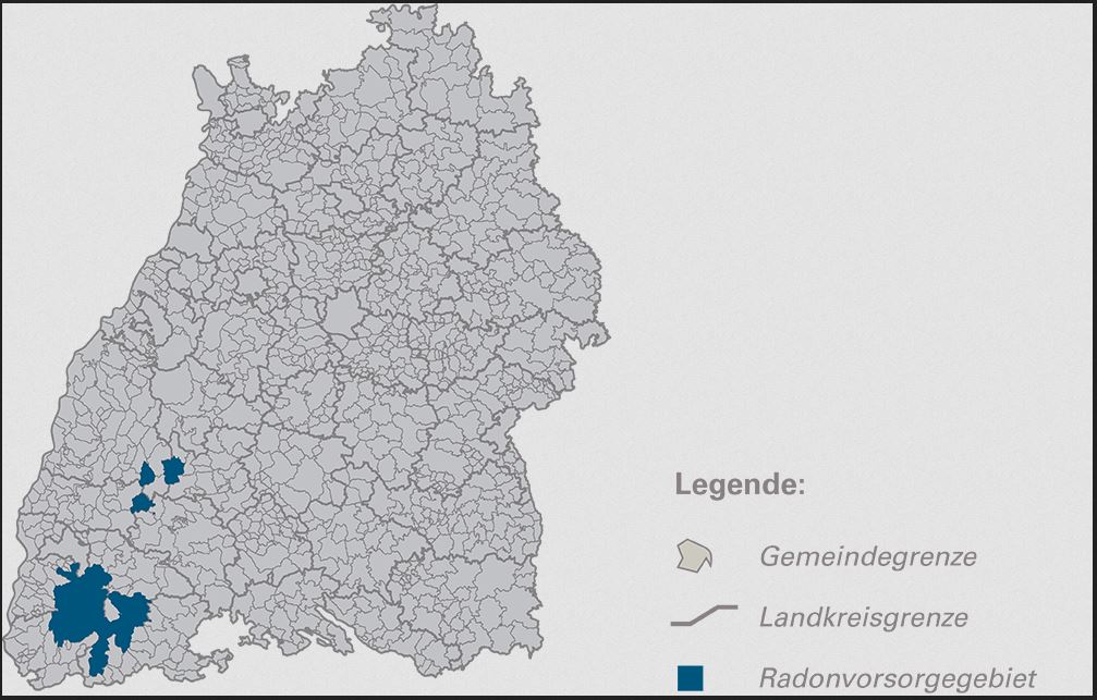 Ausweisung der Radonvorsorgegebiete in Baden-Württemberg